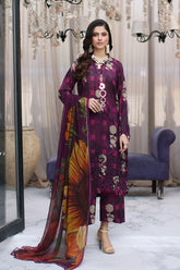 3-PC Unstitched Embroibered Lawn Shirt with Printed Chiffon Dupatta CCS4-03